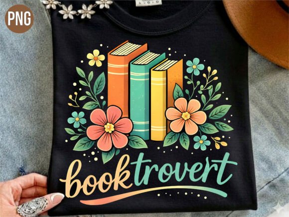 Booktrovert Floral Reader Design: A Creative Asset for Makers