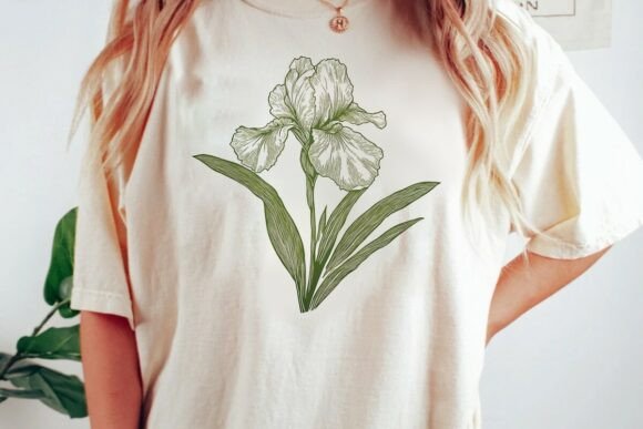 Botanical Iris Flower Outline Design: A Versatile Creative Asset