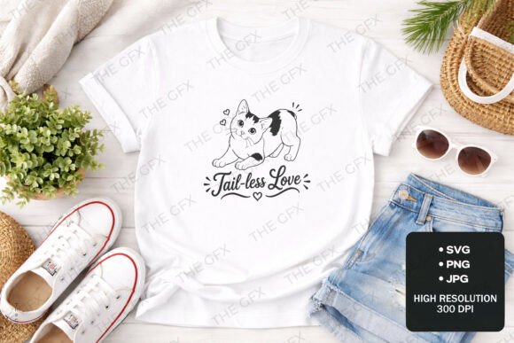 Celebrate the Unique Charm of a Tail-less Love Cat Line Art