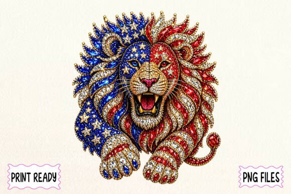 Patriotic Lion PNG: A Dazzling 4th of July Statement