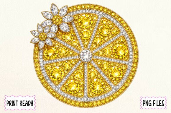 Sparkling Citrus Charm: The Rhinestone Lemon Slice Floral Design